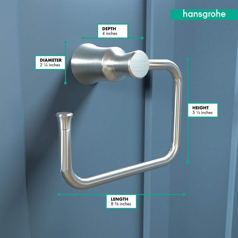 hansgrohe 4786820 Joleena Towel Ring in Brushed Nickel, 8.3-Inches Wide - Image 4